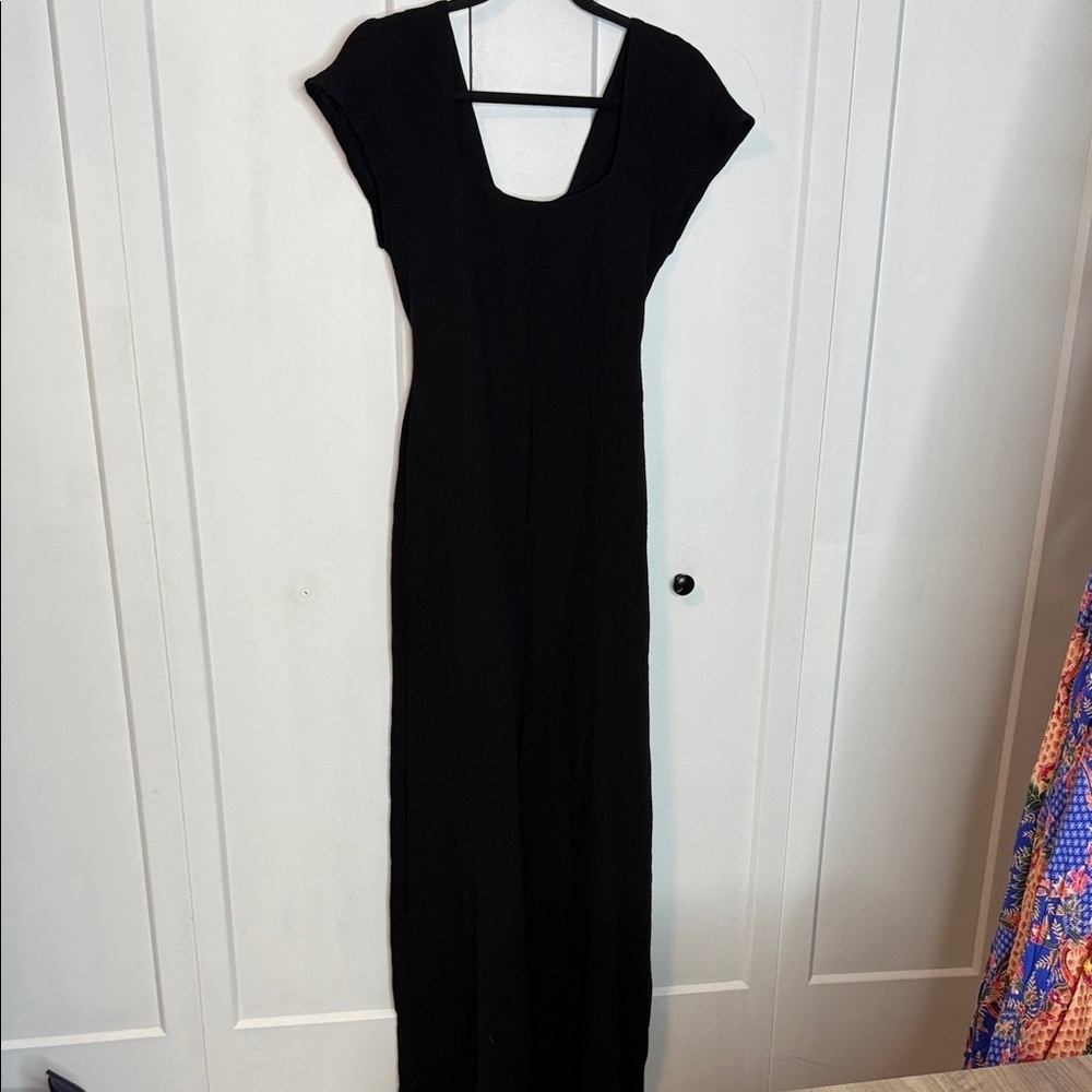 Smash + Tess Classic Black Organic Cotton Jumpsuit PTP 18 - XS-Med - has pockets